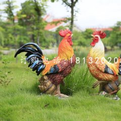玻璃鋼公雞雕塑，公園動(dòng)物雕塑
