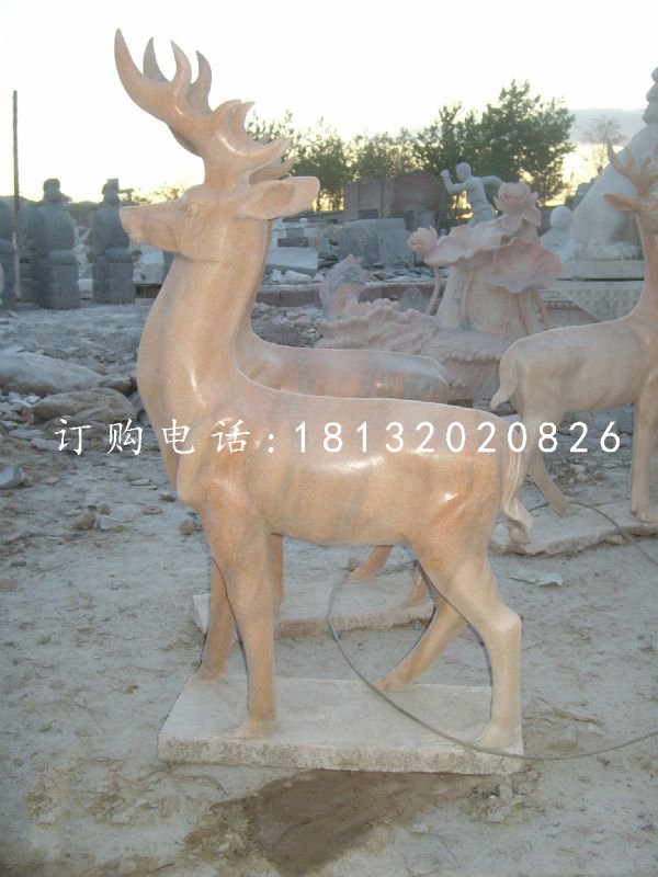 晚霞紅小鹿，動(dòng)物石雕