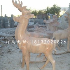 晚霞紅小鹿，動物石雕