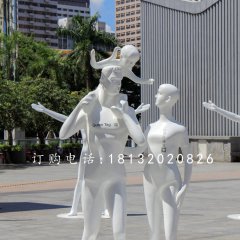 一家人雕塑，玻璃鋼人物