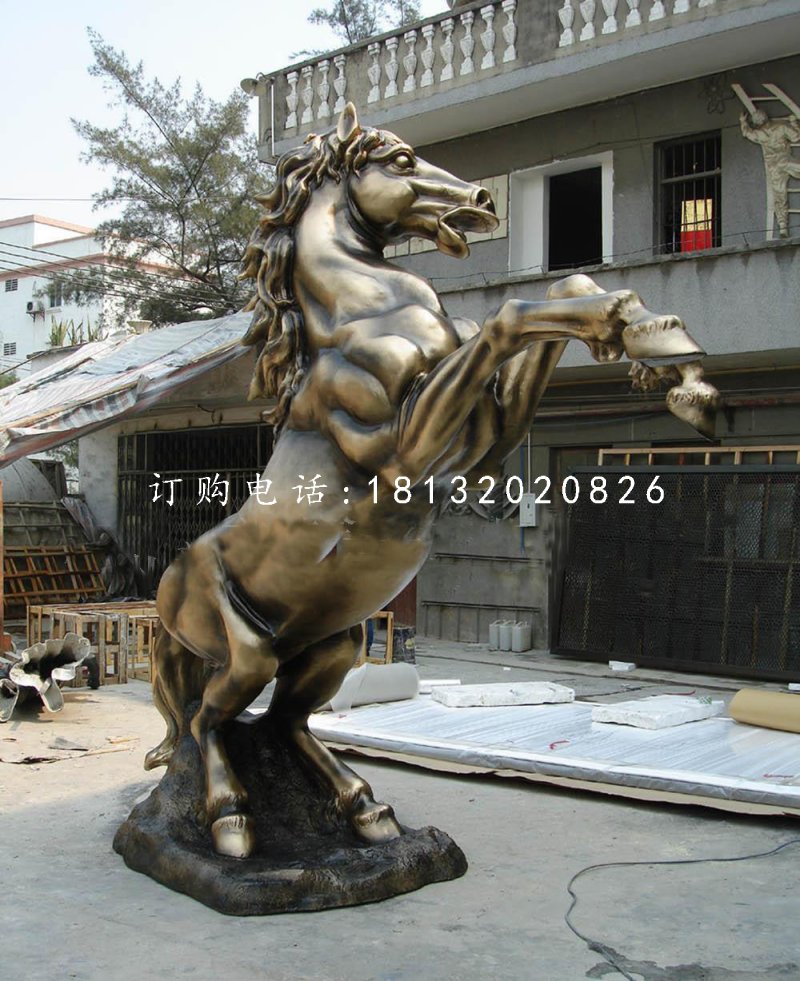 玻璃鋼仿銅立馬，廣場動物雕塑