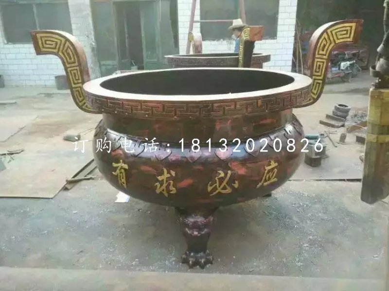 圓形香爐，寺廟三足銅香爐