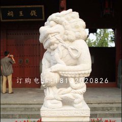 漢白玉小獅子雕塑，動(dòng)物石雕