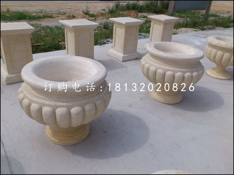 花缽石雕，小型石花盆