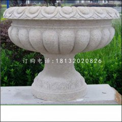 花缽石雕，公園石花盆