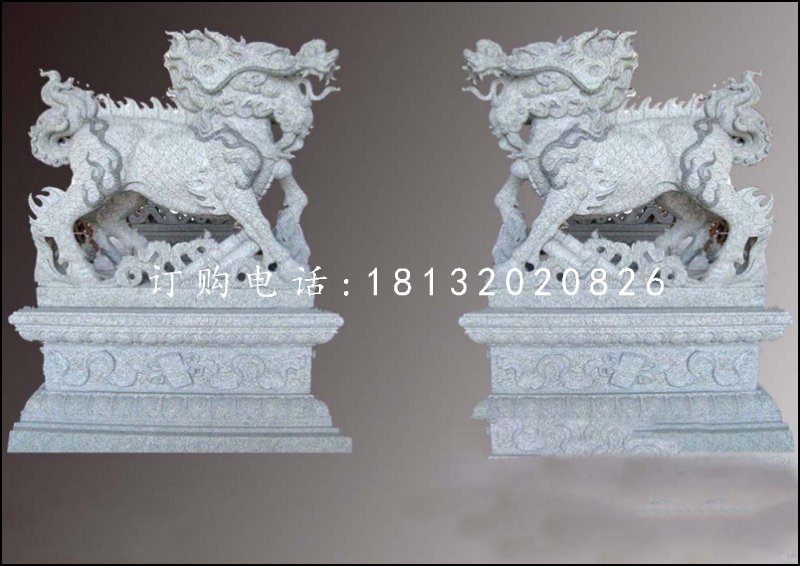 花崗巖麒麟雕塑，神獸石雕