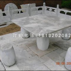 方桌圓凳石雕，公園休息椅