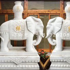 漢白玉大象，吉祥大象石雕