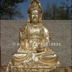 觀音菩薩銅雕，坐式佛像