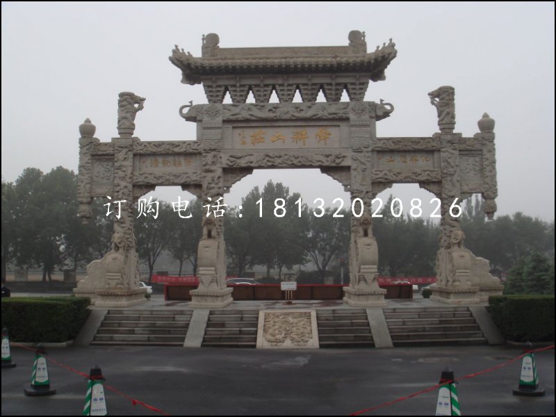牌坊石雕，廣場(chǎng)石牌樓