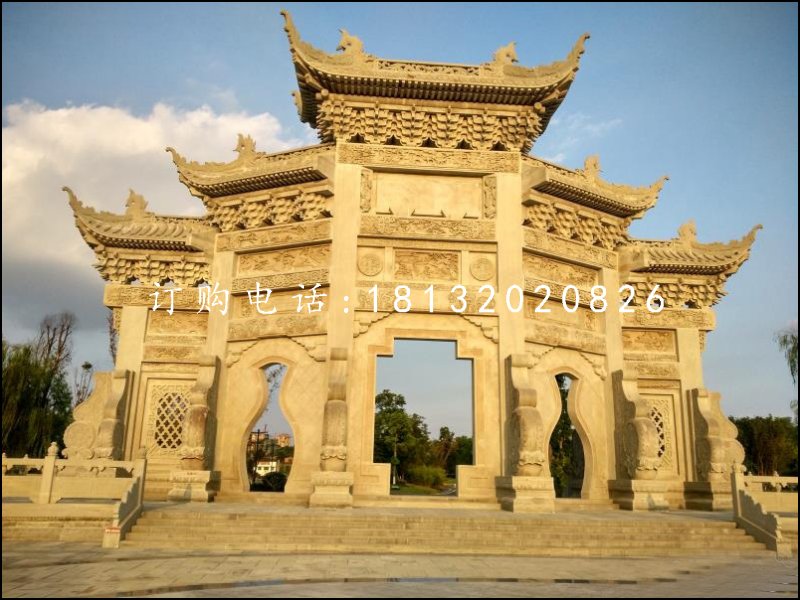 牌樓石雕，仿古石雕牌坊