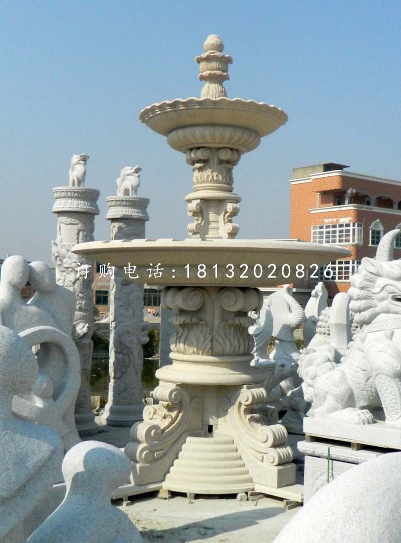 歐式噴泉石雕，廣場景觀雕塑
