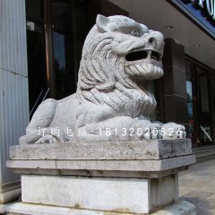 西洋獅石雕，銀行門口石獅子