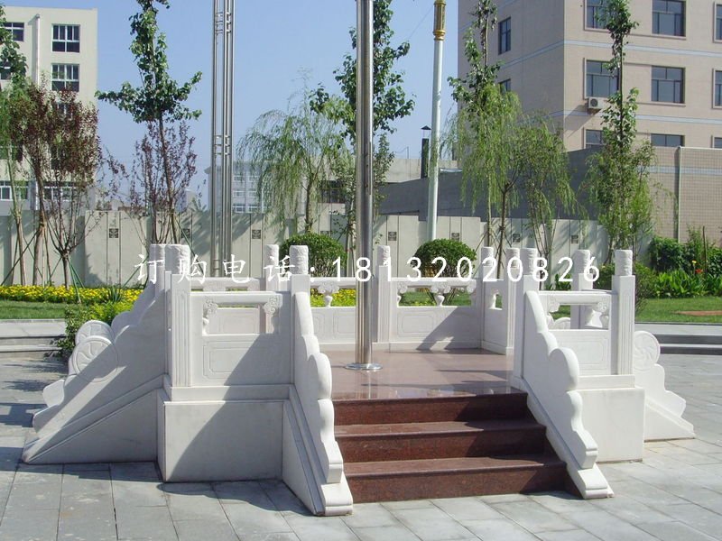 漢白玉升旗臺(tái)雕塑，廣場(chǎng)石雕欄板