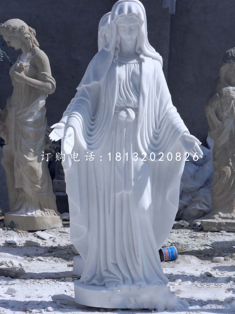 漢白玉圣母雕塑，西方人物石雕
