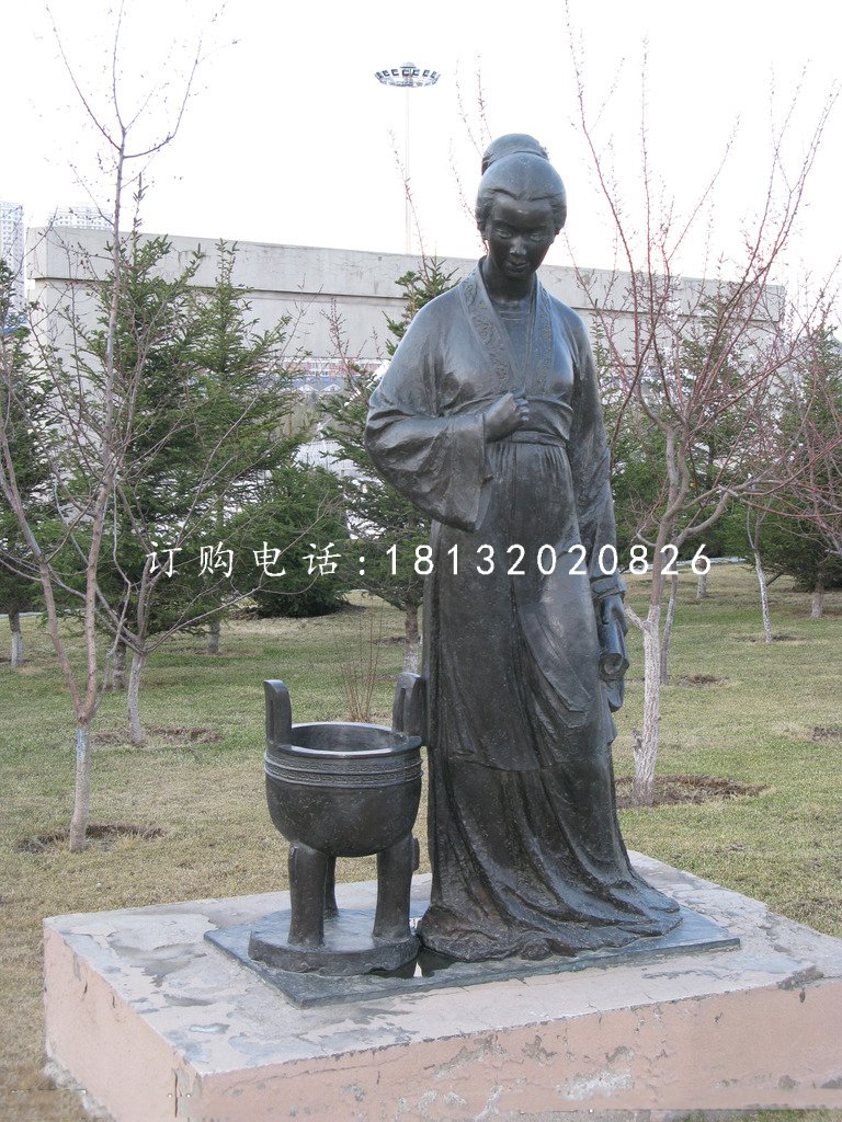 李清照銅雕，古代詩人銅雕