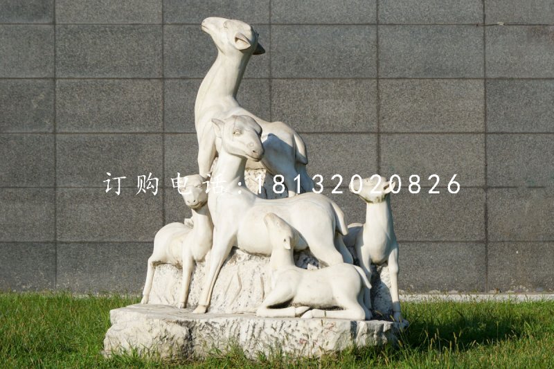 小羊石雕，公園動物石雕