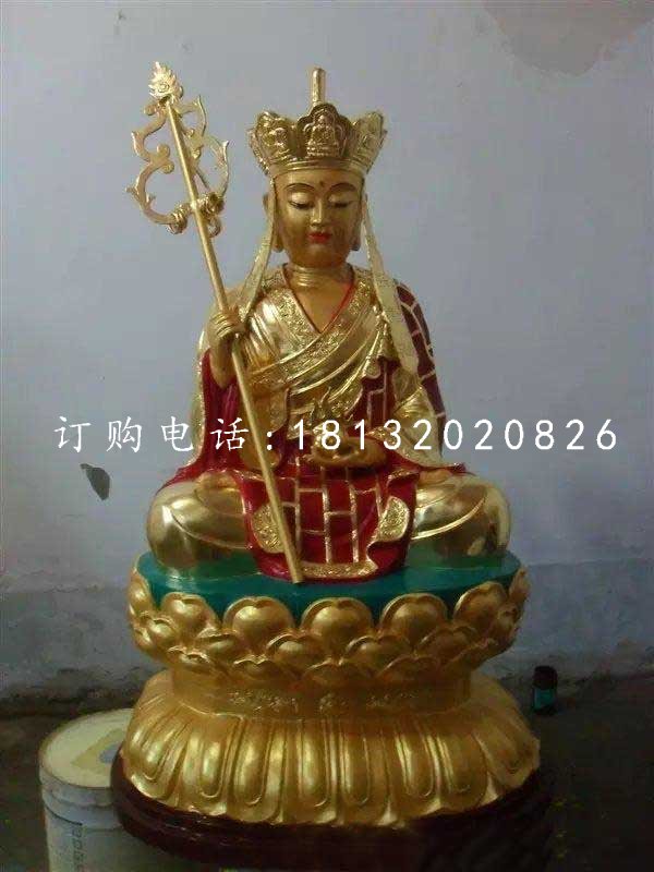 坐式地藏王，銅雕彩繪佛像