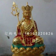 坐式地藏王，銅雕彩繪佛像