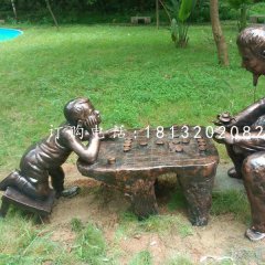公園下棋雕塑，小品銅雕