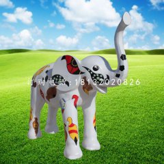玻璃鋼彩繪小象，玻璃鋼動(dòng)物雕塑