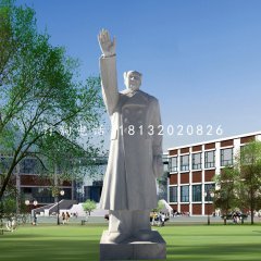 漢白玉揮手的毛主席，偉人石雕
