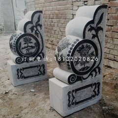 青石仿古門墩石雕，門口抱鼓石