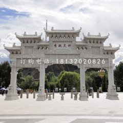 三門牌樓石雕，公園牌坊石雕