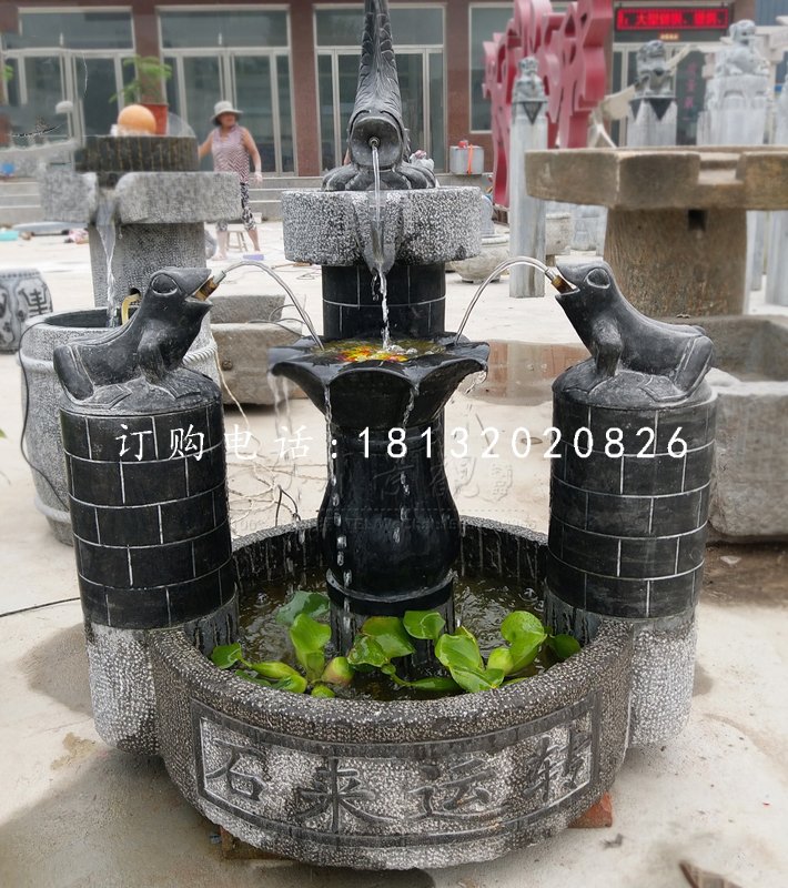 石來(lái)遠(yuǎn)轉(zhuǎn)石雕，青石流水?dāng)[件