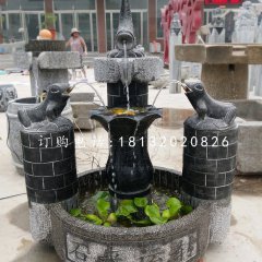 石來遠轉(zhuǎn)石雕，青石流水?dāng)[件