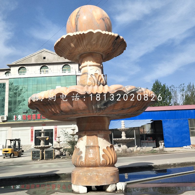晚霞紅風(fēng)水球噴泉，雙層風(fēng)水球雕塑