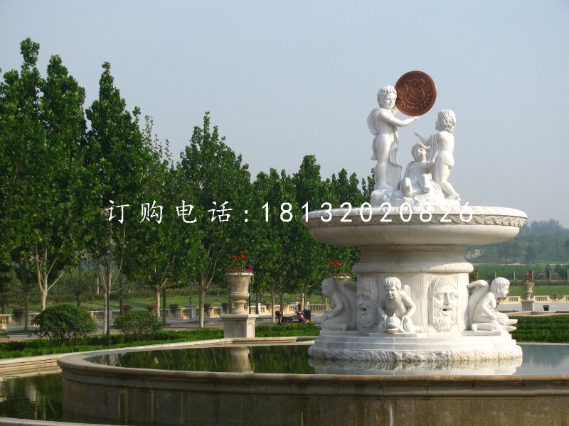 漢白玉噴泉，西方人物石噴泉
