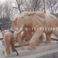 廣場大象石雕，晚霞紅大象