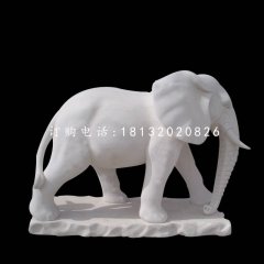 漢白玉大象，廣場動(dòng)物石雕
