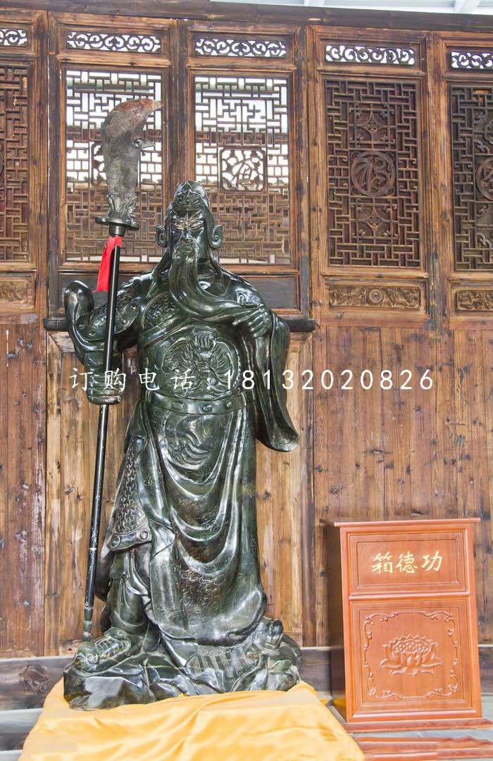 立式關(guān)公石雕，大理石關(guān)公