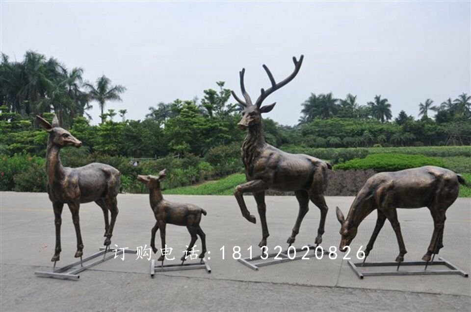公園小鹿銅雕，公園動(dòng)物銅雕