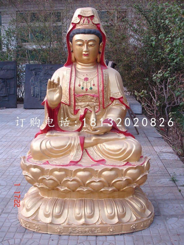 觀音銅雕，彩繪觀世音銅雕