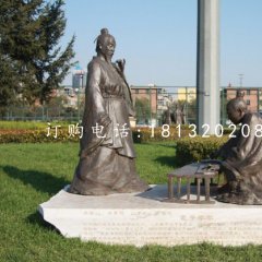 孔子學(xué)琴銅雕，校園景觀銅雕