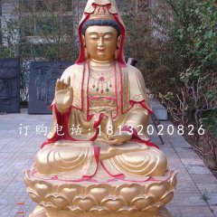 觀音銅雕，彩繪觀世音銅雕