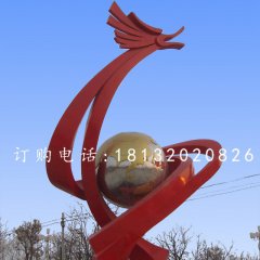 不銹鋼龍騰雕塑，廣場抽象龍雕塑