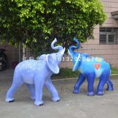 玻璃鋼彩繪大象，彩繪動(dòng)物，公園景觀雕塑