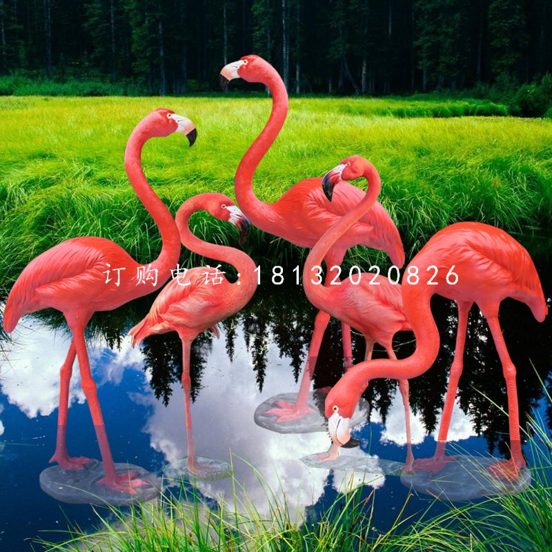 玻璃鋼火烈鳥(niǎo),公園仿真動(dòng)物雕塑 (4)
