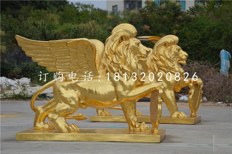 玻璃鋼飛獅,仿銅動(dòng)物雕塑 (2)