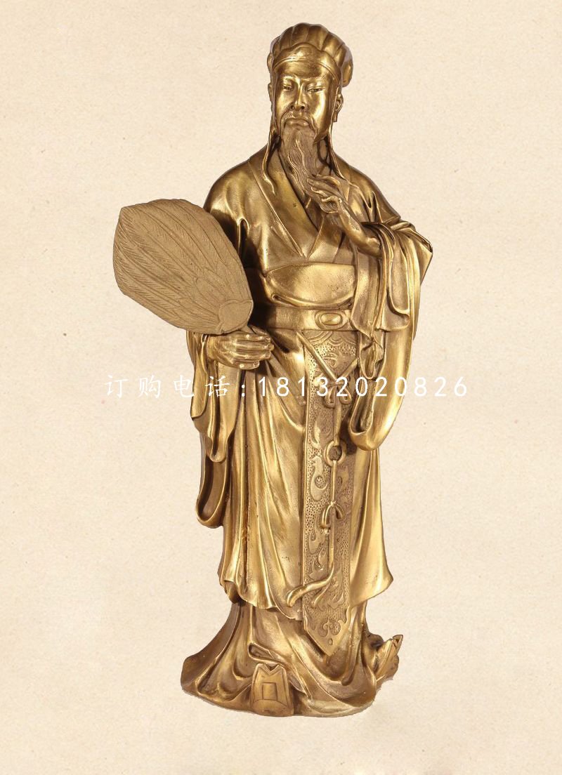 諸葛亮銅雕，古代名人銅雕 (3)