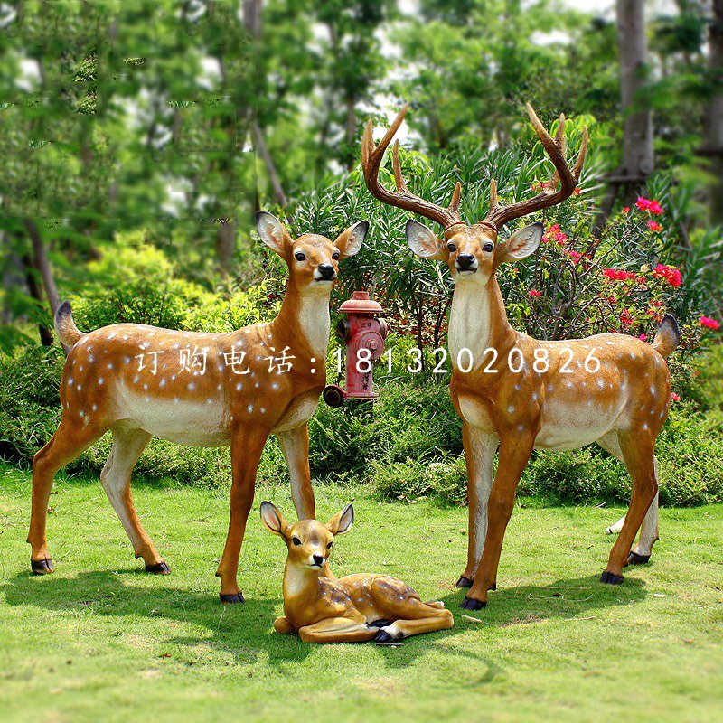 仿真梅花鹿雕塑，玻璃鋼仿真動物，公園動物雕塑 (6)