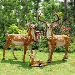 仿真梅花鹿雕塑，玻璃鋼動物雕塑