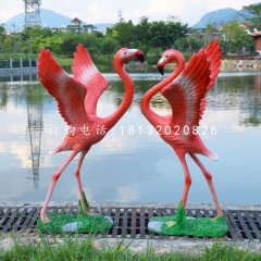 仿真火烈鳥雕塑，玻璃鋼動物擺件