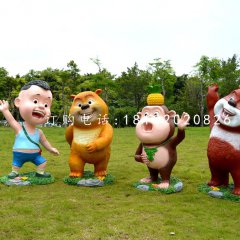 熊熊樂(lè)園雕塑，玻璃鋼卡通動(dòng)物雕塑