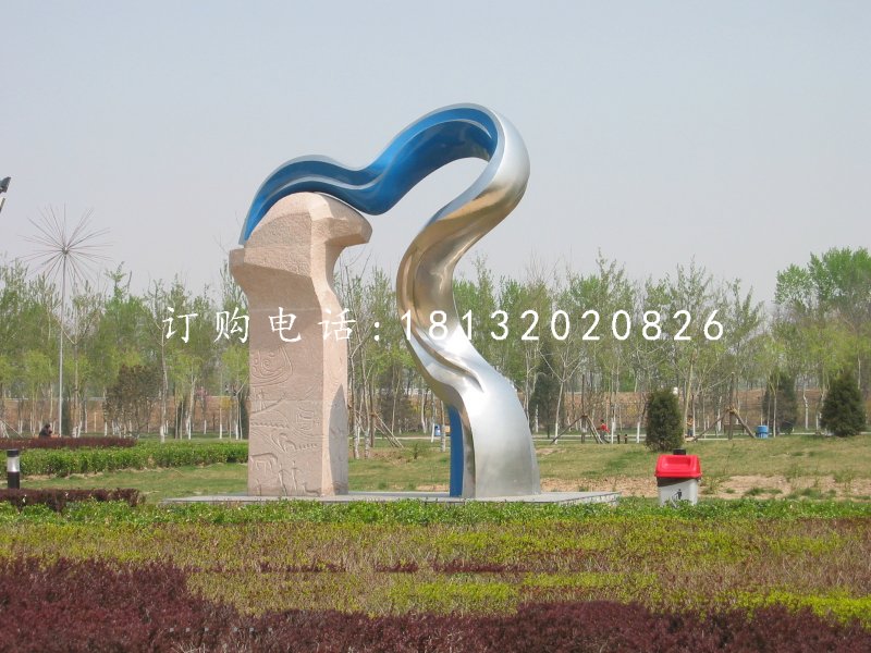不銹鋼抽象彩帶雕塑，公園不銹鋼雕塑