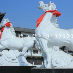 漢白玉奔馬雕塑，廣場動(dòng)物石雕